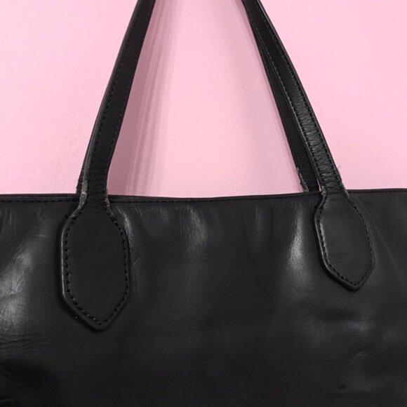 Tory Burch Black and Cream Canvas Market Tote Bag - Picture 4 of 10